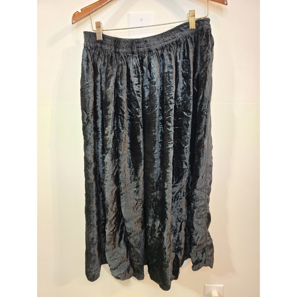 Vintage Whimsigoth Black Velvet Midi Skirt‎ Witchy Dark Romance One Size